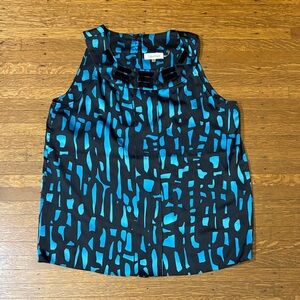 Calvin Klein Abstract Black and Blue Blouse